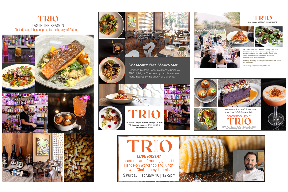 TRIO Restaurant print and online ads