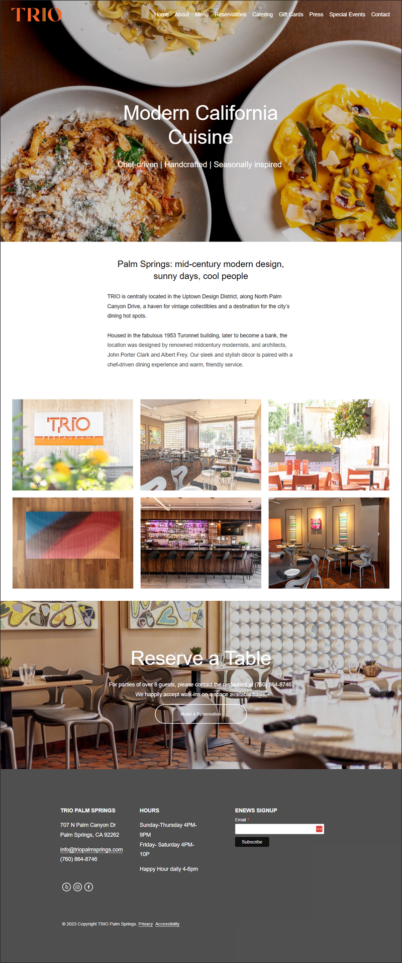 TRIO Restaurant website
